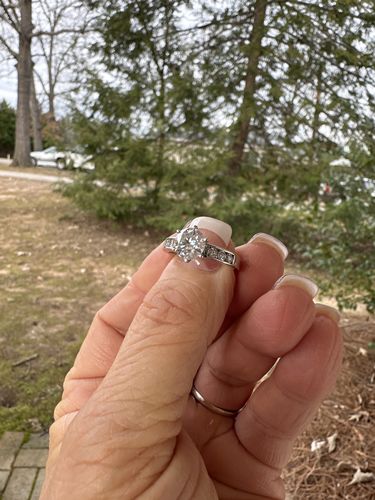 Customer photo review of Round Cut Moissanite Channel Set Engagement Ring