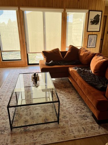 Customer photo review of Mesa de centro Rectangular 120 NEGRA dos niveles GLASS