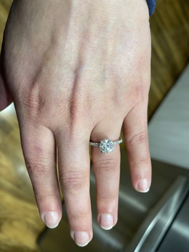 Customer photo review of Hidden Halo Moissanite Pave Sterling Silver Engagement Ring