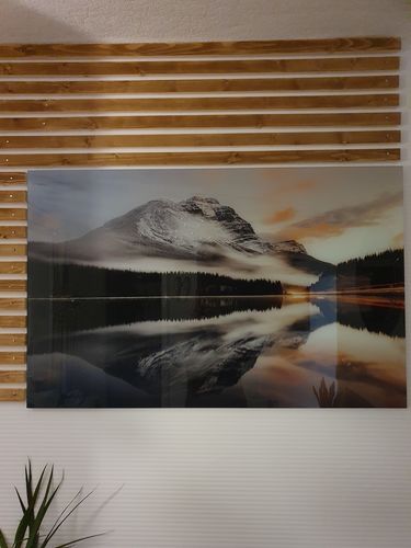 Customer photo review of Lake and Mountain Landscape Glass Print Wall Art