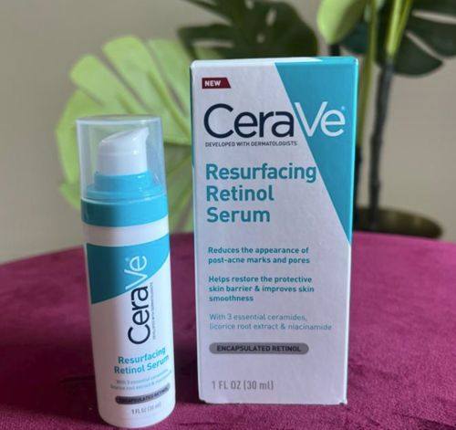 Customer photo review of CeraVe Retinol Serum for Post-Acne Marks and Skin Texture | Pore Refining, Resurfacing, Brightening Facial Serum with Retinol | Fragrance Free & Non-Comedogenic| 30 mL