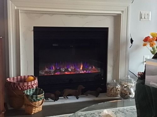 Customer photo review of Touchstone Sideline 36” Wall-Mount / Recessed Electric Fireplace