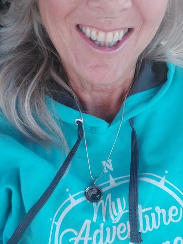 Customer photo review of Personalized Bunny Yin Yang Necklace, Rabbit Gift, Bunny Jewelry