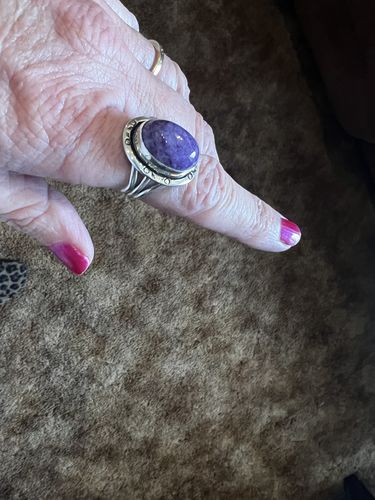 Customer photo review of Native American Sterling Silver Oval Charoite Ring Size 9 For Women