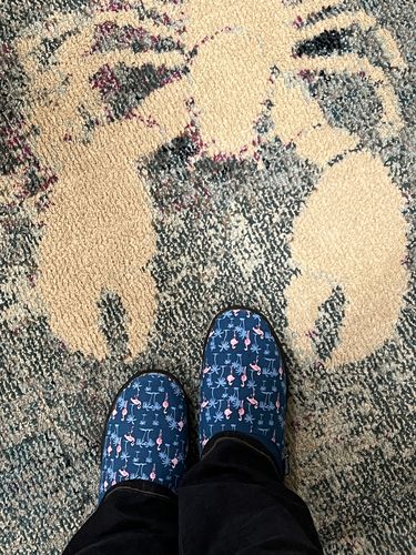 Customer photo review of A Flamingo's Paradise Slippers