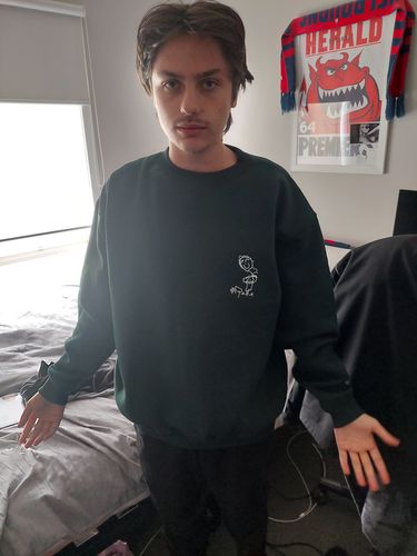 Customer photo review of Kids Drawing Oversized Unisex Custom Sweaters.