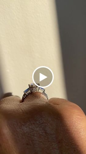 Customer video review of Vintage Three Stone Moissanite Tapered Baguette Sapphire Engagement Ring