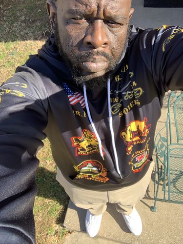 Customer photo review of (Custom Personalised) Buffalo Soldiers Zip Up And Pullover Hoodie African American Military Original Style - Black LT8