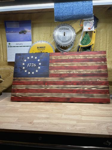Customer photo review of Betsy Ross 1776 American Flag Metal Stencil (14 gauge steel)