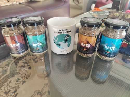 Customer photo review of Coffee Lover's Combo (4 Coffee Jars, Coaster Set, Frother and Mug)