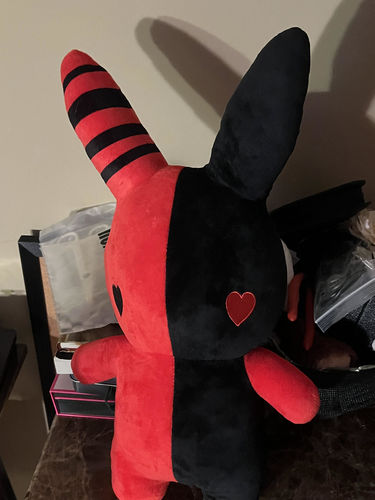 Customer photo review of Rabbit Plushie 18" (RED/BLACK)