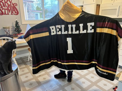 Customer photo review of Personalized Hockey Hooded Blanket