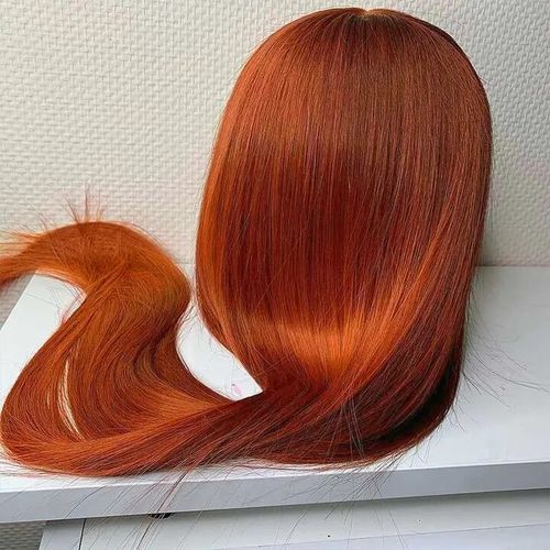 Customer photo review of Ginger Orange Wave Transparent Lace Frontal Lace Wig