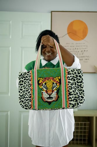 Customer photo review of Forestry Leopard Embellished Tote