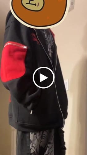 Customer video review of Praying Rabbit Hoodie (Black/Red)