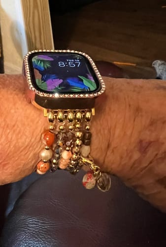 Customer photo review of Rose Quartz Blush Perfect Fit Apple Watch Strap