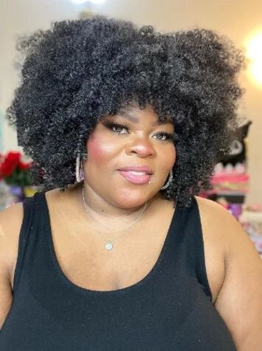 Customer photo review of Coily(3C-4A) Afro Kinky Curly Lace Frontal Wig 200% Density