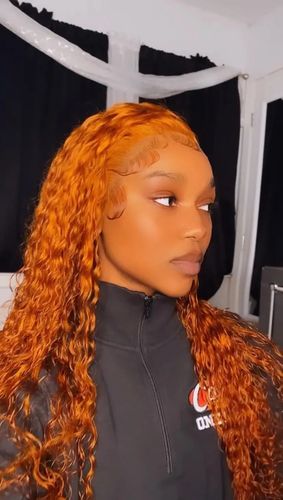 Customer photo review of Hot Girl! Ginger Orange Romantic Wave Lace Frontal Lace Wig