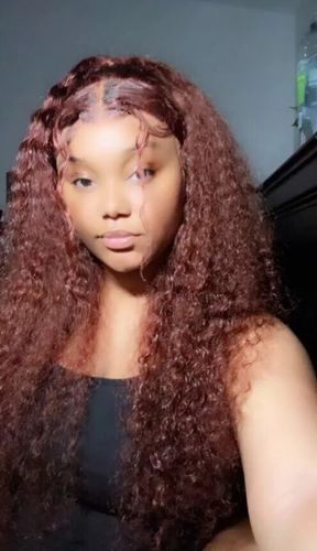 Customer photo review of Ginger Brown Curly 13x4 Transparent Lace Front Wig