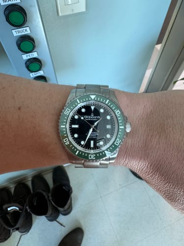 Customer photo review of Oceaneva™ Men's Deep Marine Explorer II 1250M Titanium Watch Black and Green