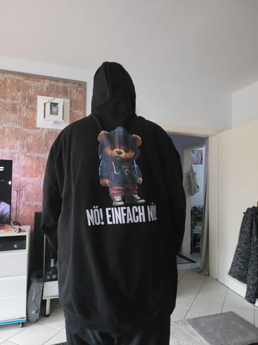 Customer photo review of NÖ! EINFACH NÖ! TEDDY Rückendruck Unisex Hoodie