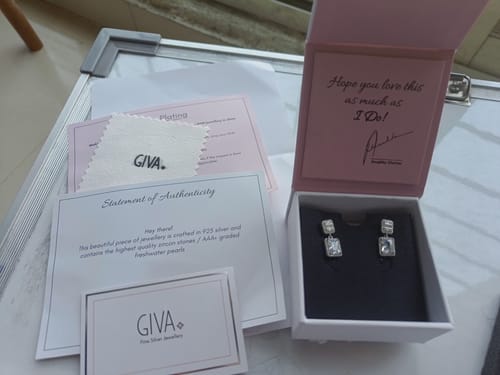 Customer photo review of Silver Zircon Bold Baguette Earrings