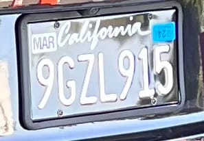 Customer photo review of 1994-2011 CALIFORNIA LICENSE PLATE - BLACK WITH WHITE TEXT 6"x12" (156.5mm x 305mm)