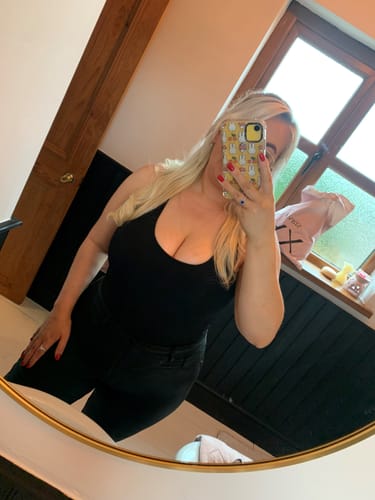 Customer photo review of Longer In The Body Seamfree -'Joy' Low Neck Bodysuit - Black