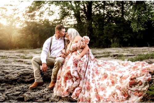 Customer photo review of New Floral Printing Silk Organza Maternity Dresses for Photoshoot Baby Shower Photography Props Lace Up Back YW221105