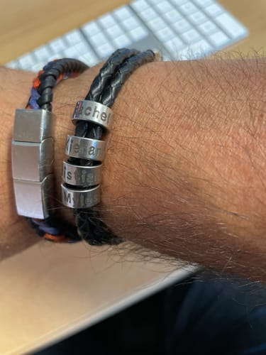Customer photo review of Men's Braided Leather Bracelet with Custom Beads