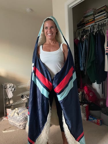 Customer photo review of Personalized Hockey Hooded Blanket