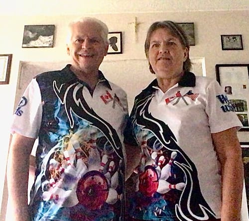 Customer photo review of Maxcorners Bowling And Pins Cyan Smoke Pattern Limited Edition Customized Name 3D Shirt