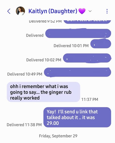 Customer photo review of North Carolina Sweet Ginger Rub