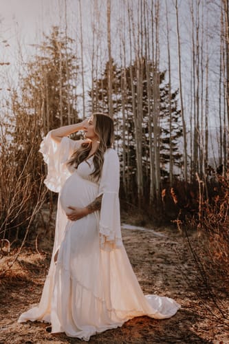 Customer photo review of V Neck Evening Dresses Photography Dresses Baby Shower Dress for Pregnant Woman YEWEN YD211202