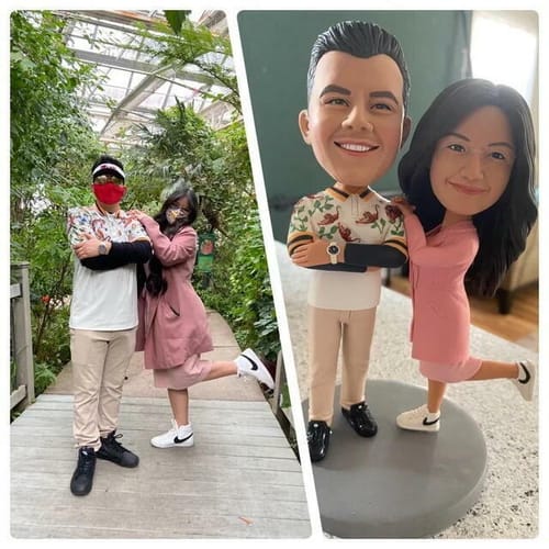Customer photo review of Fully Customizable 2 person Custom Bobblehead