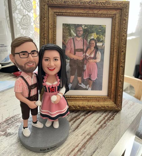 Customer photo review of Fully Customizable 2 person Custom Bobblehead