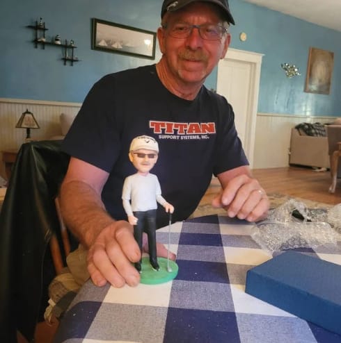 Customer photo review of Fully Customizable 1 person Custom Bobblehead