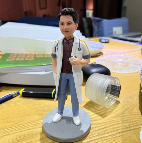 Customer photo review of Male Doctor Custom Bobblehead