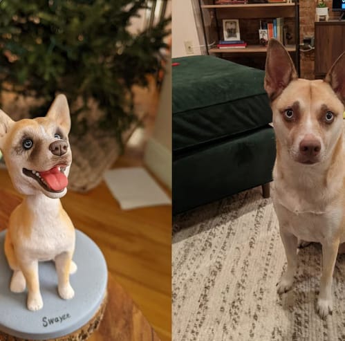 Customer photo review of Fully Customizable One Pet Sculpture Custom Dog Statue