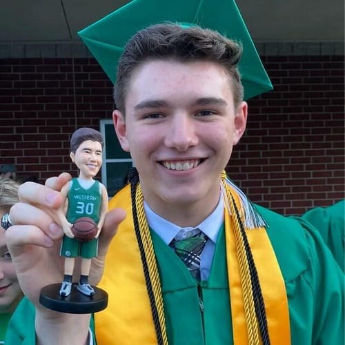 Customer photo review of Basketball Dribbler Custom Bobblehead