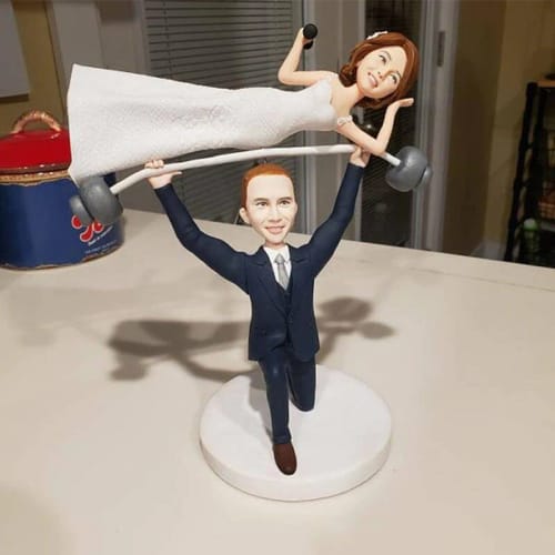 Customer photo review of Wedding Weight Lifting Custom Bobbleheads