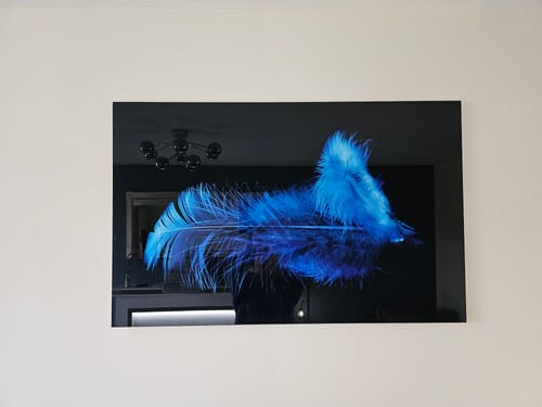 Customer photo review of Blue Feather - Glass Wall Art