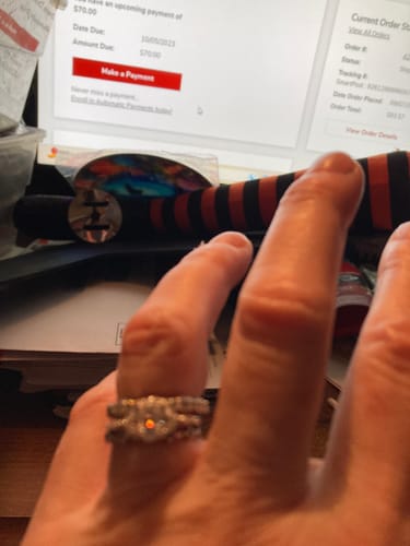 Customer photo review of Oval Moissanite With Marquise Petals Accents Engagement Ring