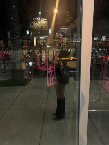Customer photo review of Faux Leather Knee Boots