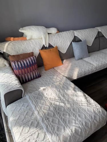 Customer photo review of Anti-Slip Sectional Couch Cover, Milk Velvet Sofa Slipcover