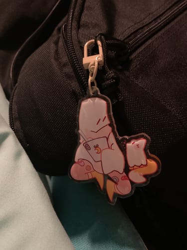 Customer photo review of Kitty Ghost Keychain