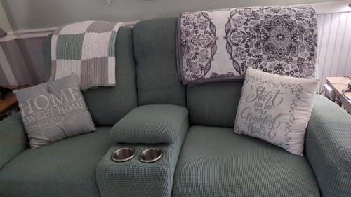 Customer photo review of Recliner Loveseat Cover with Middle Console
