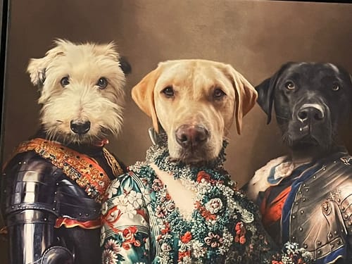 Customer photo review of The Colonel, Flower Lady & Lord Protector - Custom Pet Canvas