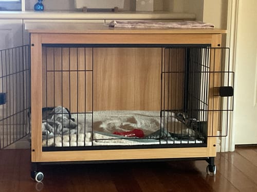 Customer photo review of PaWz Wooden Wire Dog Kennel