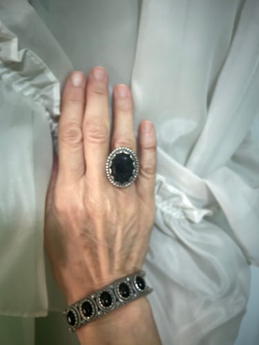 Customer photo review of Carolyn Pollack Southwestern Style Sterling Silver Black Onyx Row Bracelet For Women